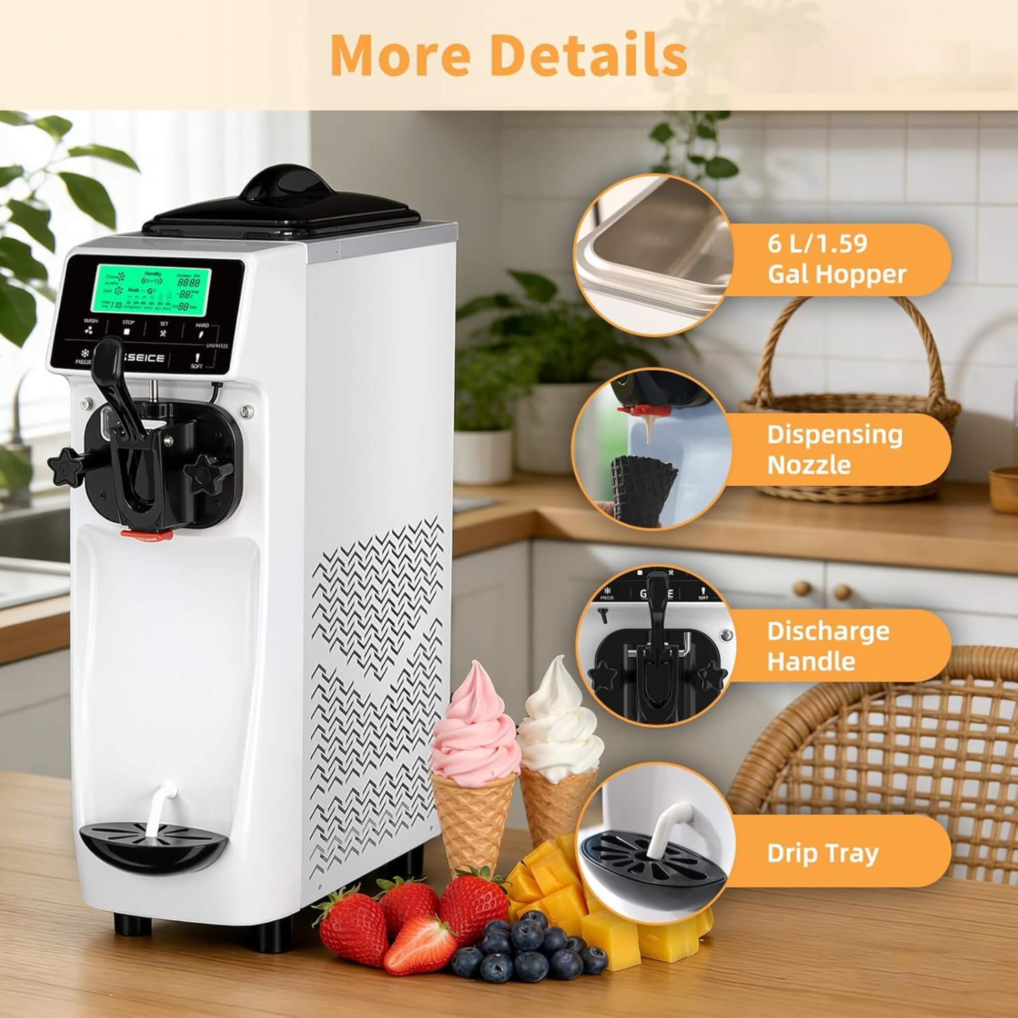 1.6-Gal Single-Flavor Soft Serve Ice Cream Maker With Pre Cool (SAK96024) – SAKSBY WHOLESALE, view 3