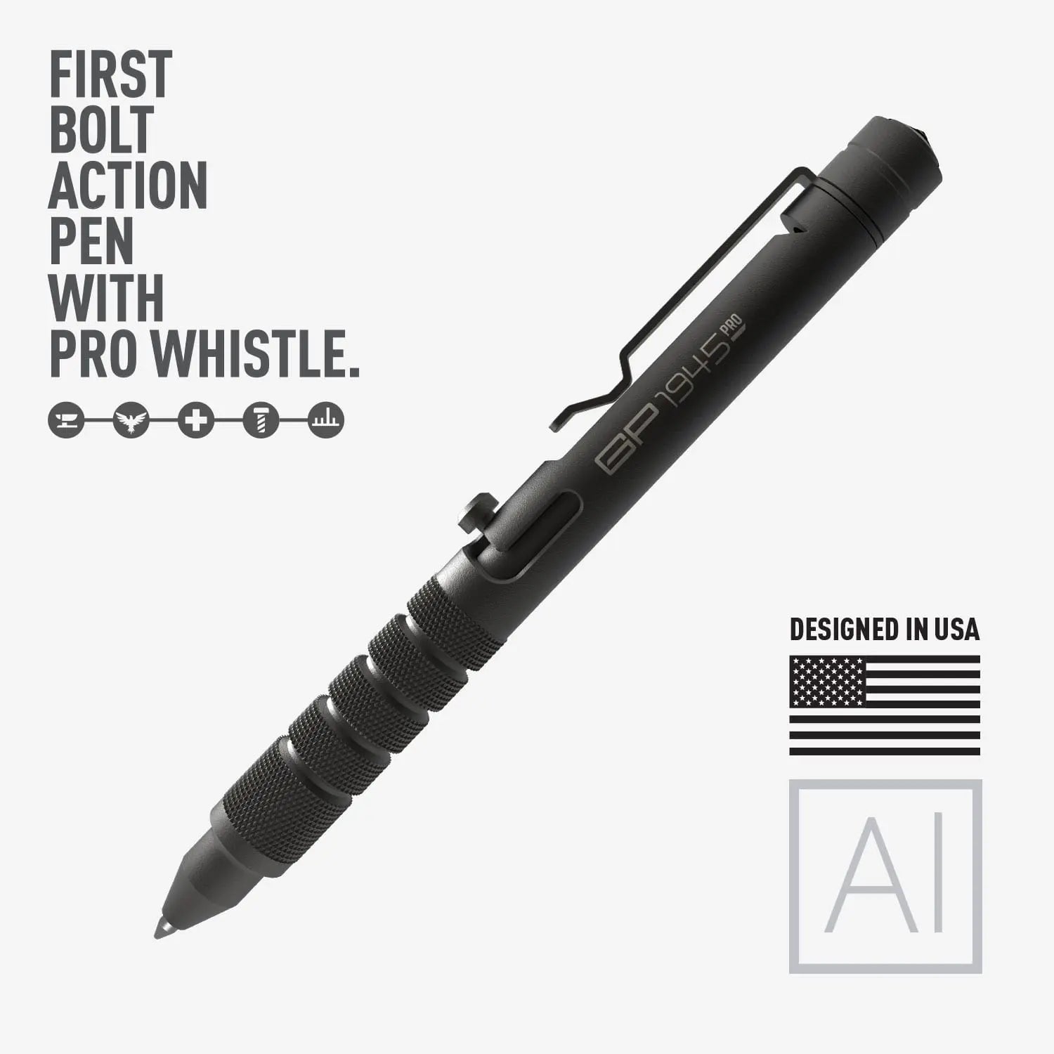 GPCA GP 1945 Bolt-Action Pen PRO — Titanium & Aluminum EDC — main product shot