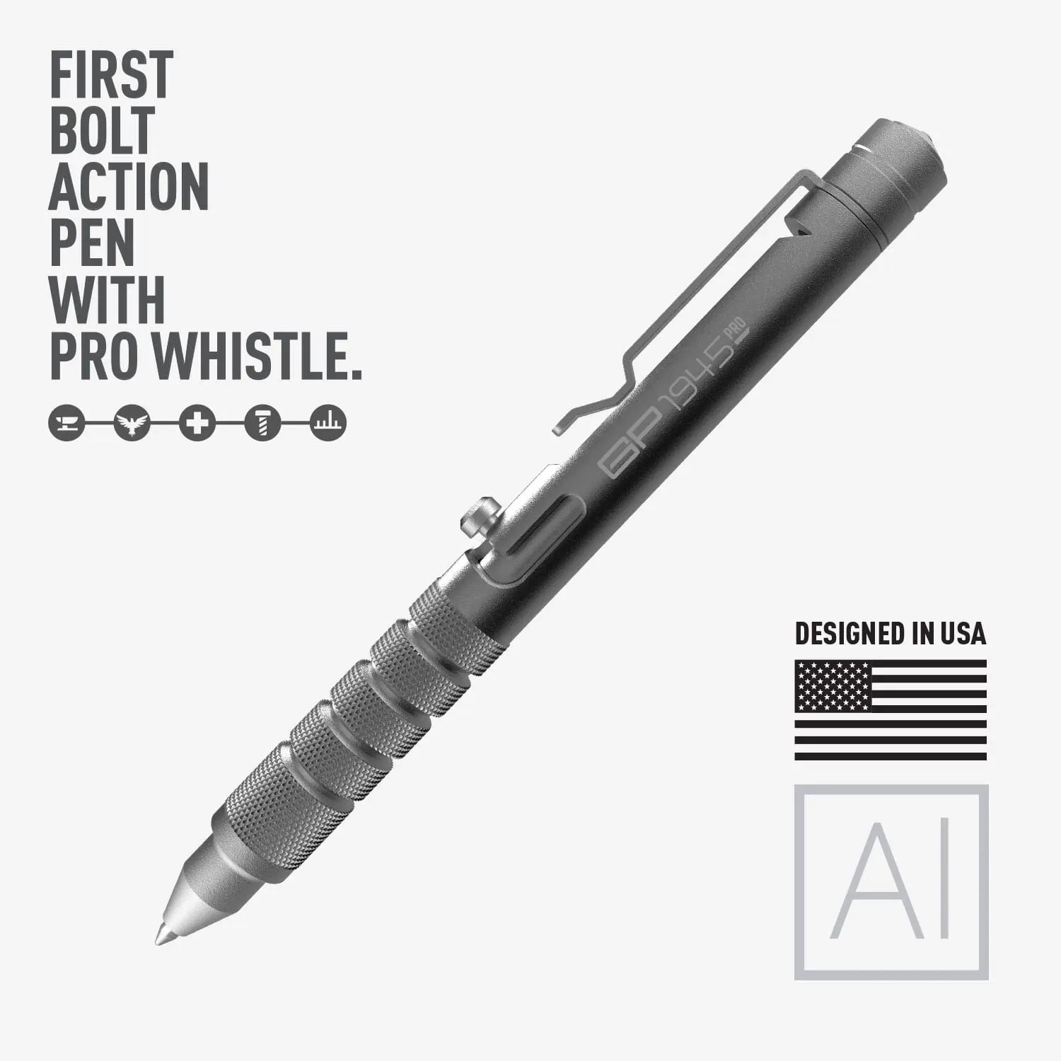 GPCA GP 1945 Bolt-Action Pen PRO — Titanium & Aluminum EDC — detail close-up
