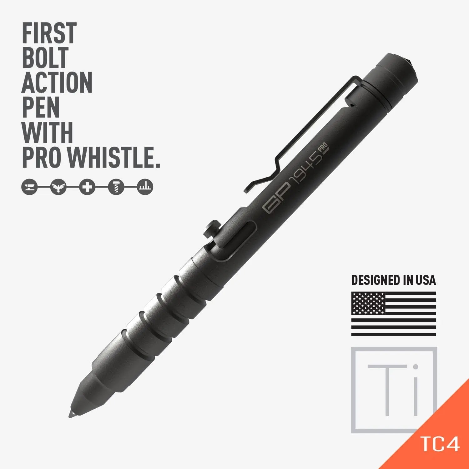 GPCA GP 1945 Bolt-Action Pen PRO — Titanium & Aluminum EDC — product on model