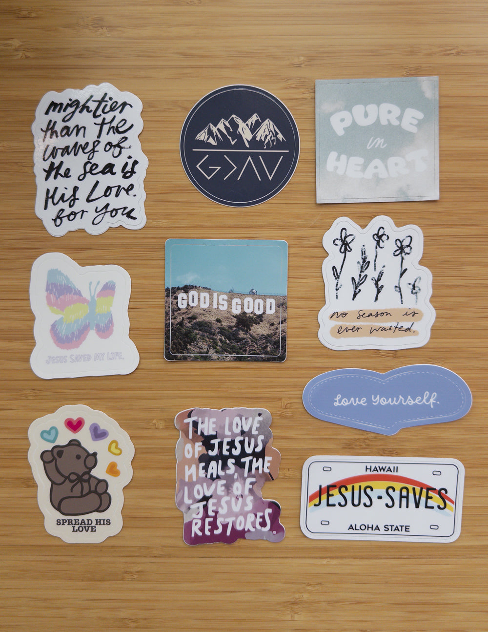 Elevated Faith 10 Random Stickers — detail close-up