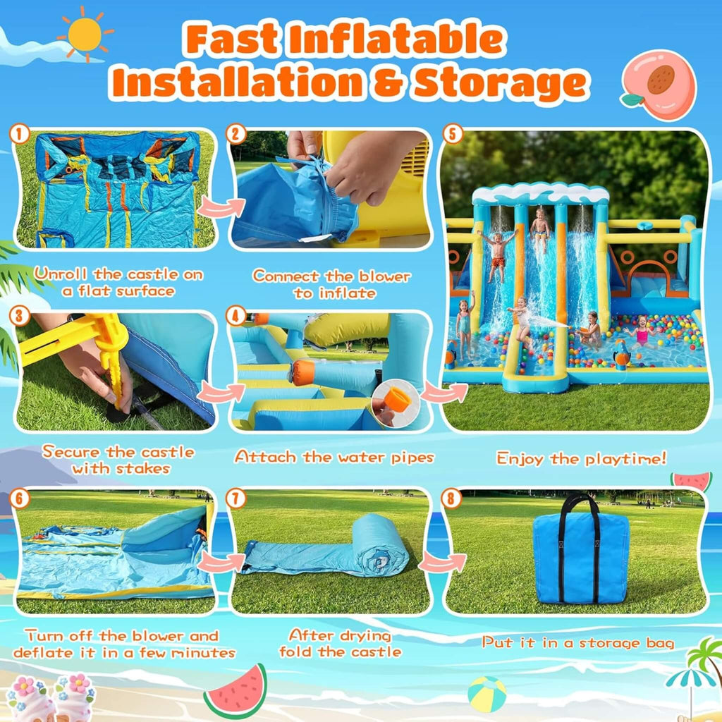10-in-1 Inflatable Water Slide Bounce House With Blower (SAK26370) – SAKSBY WHOLESALE, view 6