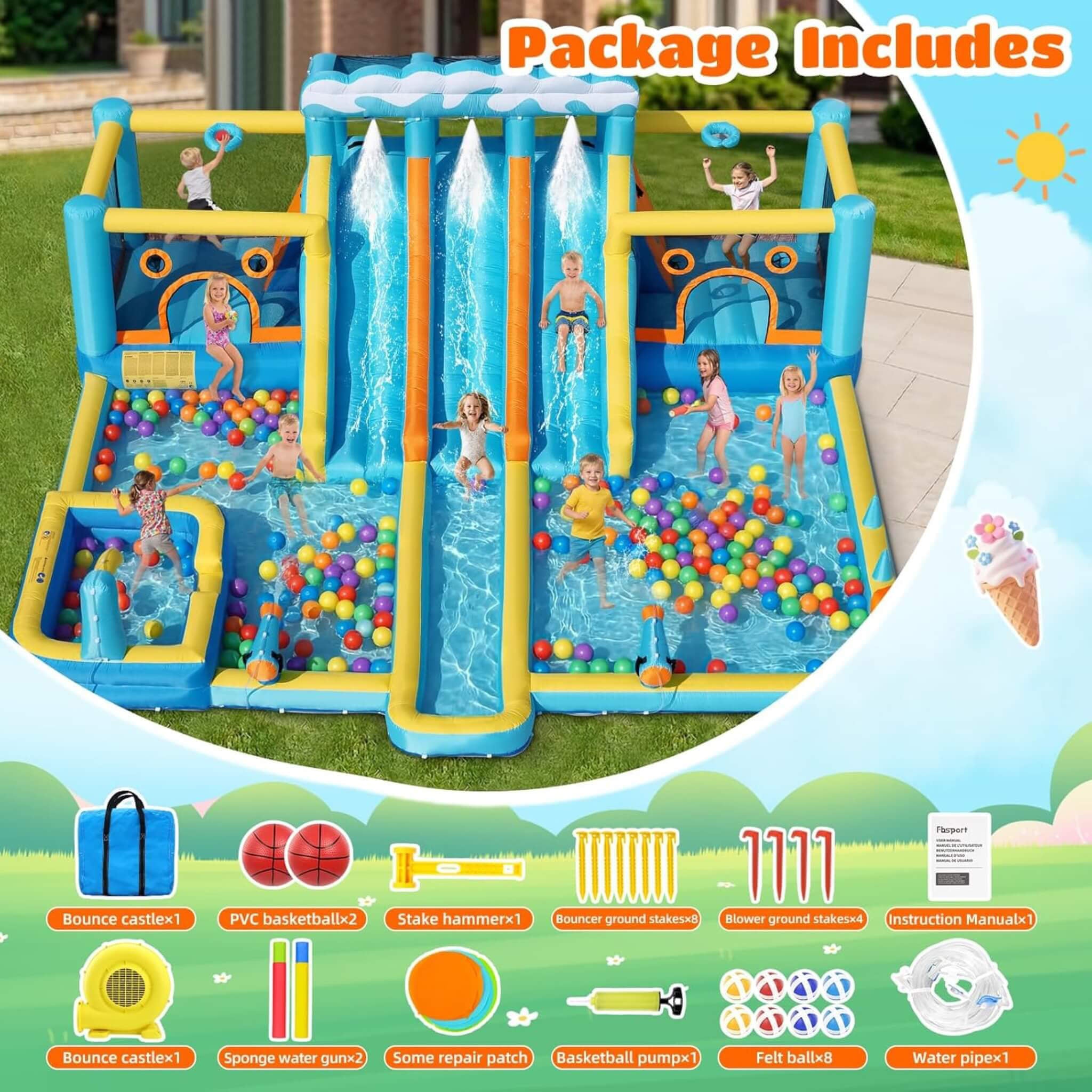 10-in-1 Inflatable Water Slide Bounce House With Blower (SAK26370) – SAKSBY WHOLESALE, view 7
