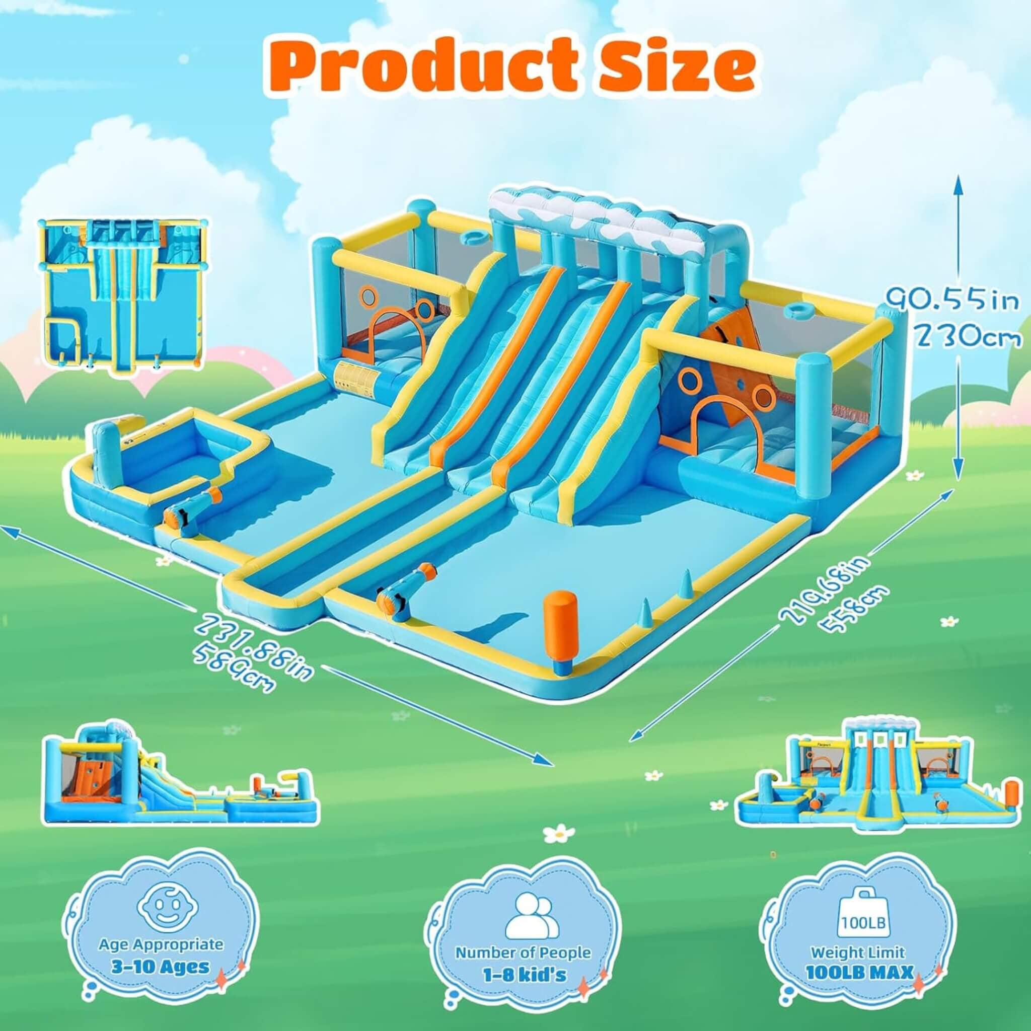 10-in-1 Inflatable Water Slide Bounce House With Blower (SAK26370) – SAKSBY WHOLESALE, view 11
