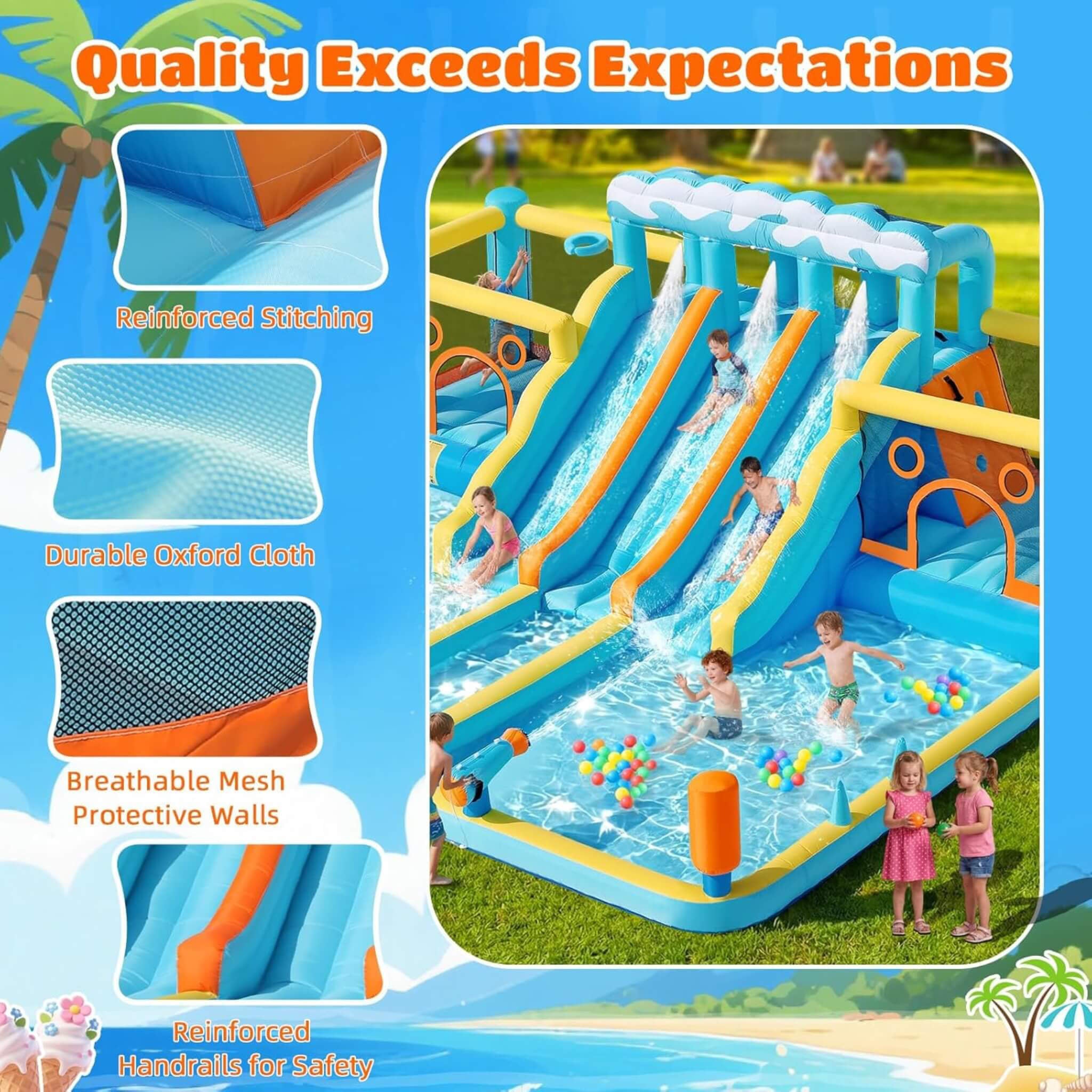 10-in-1 Inflatable Water Slide Bounce House With Blower (SAK26370) – SAKSBY WHOLESALE, view 8