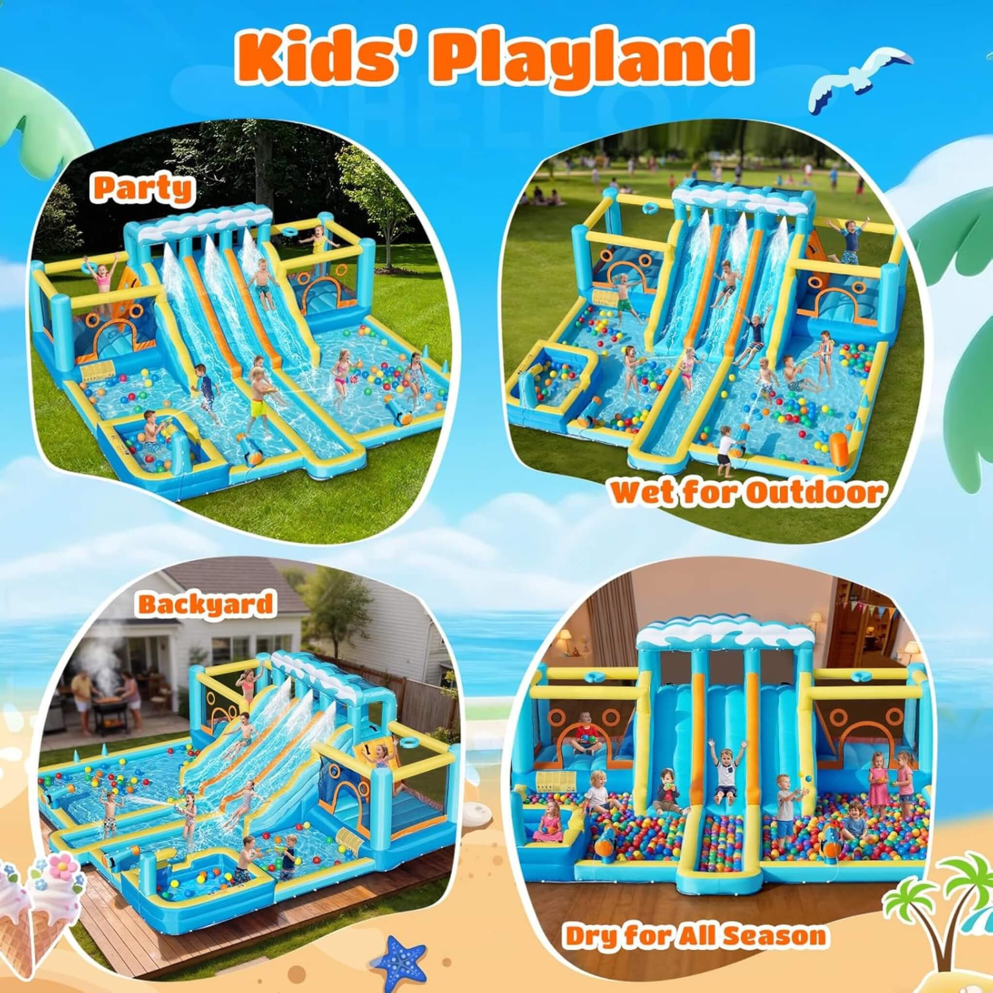 10-in-1 Inflatable Water Slide Bounce House With Blower (SAK26370) – SAKSBY WHOLESALE, view 9