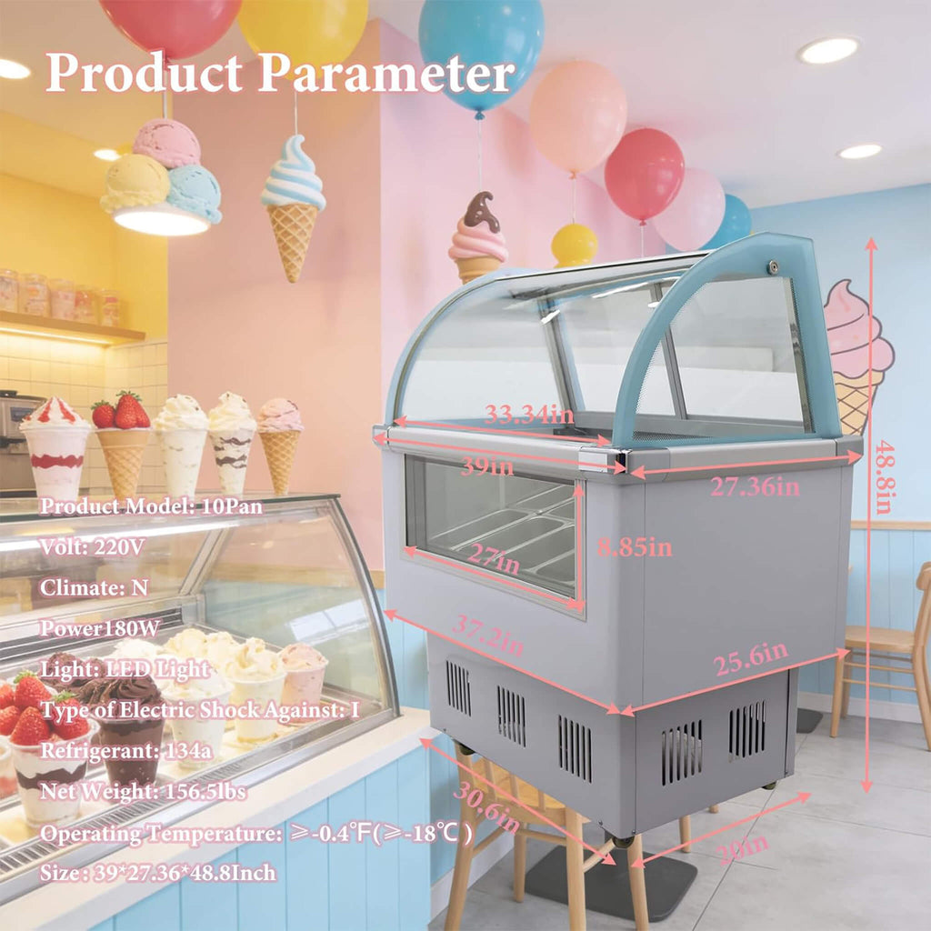 10-Pan 220V Commercial Gelato Display Freezer With LED Lighting (SAK59302) – SAKSBY WHOLESALE, view 6