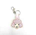 Rewarding Rover LLC One Poodle Head Keychain – Black & Grey or White & Pink Embroidered Snap Tab — image 2