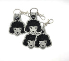 Rewarding Rover LLC One Poodle Head Keychain – Black & Grey or White & Pink Embroidered Snap Tab — image 1