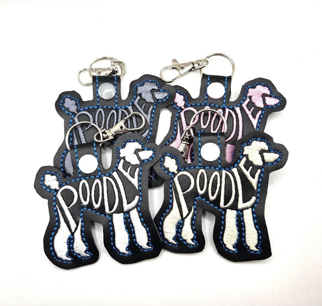 Rewarding Rover LLC One Poodle Dog Breed Embroidered Keychain / Bag Charm — image 1