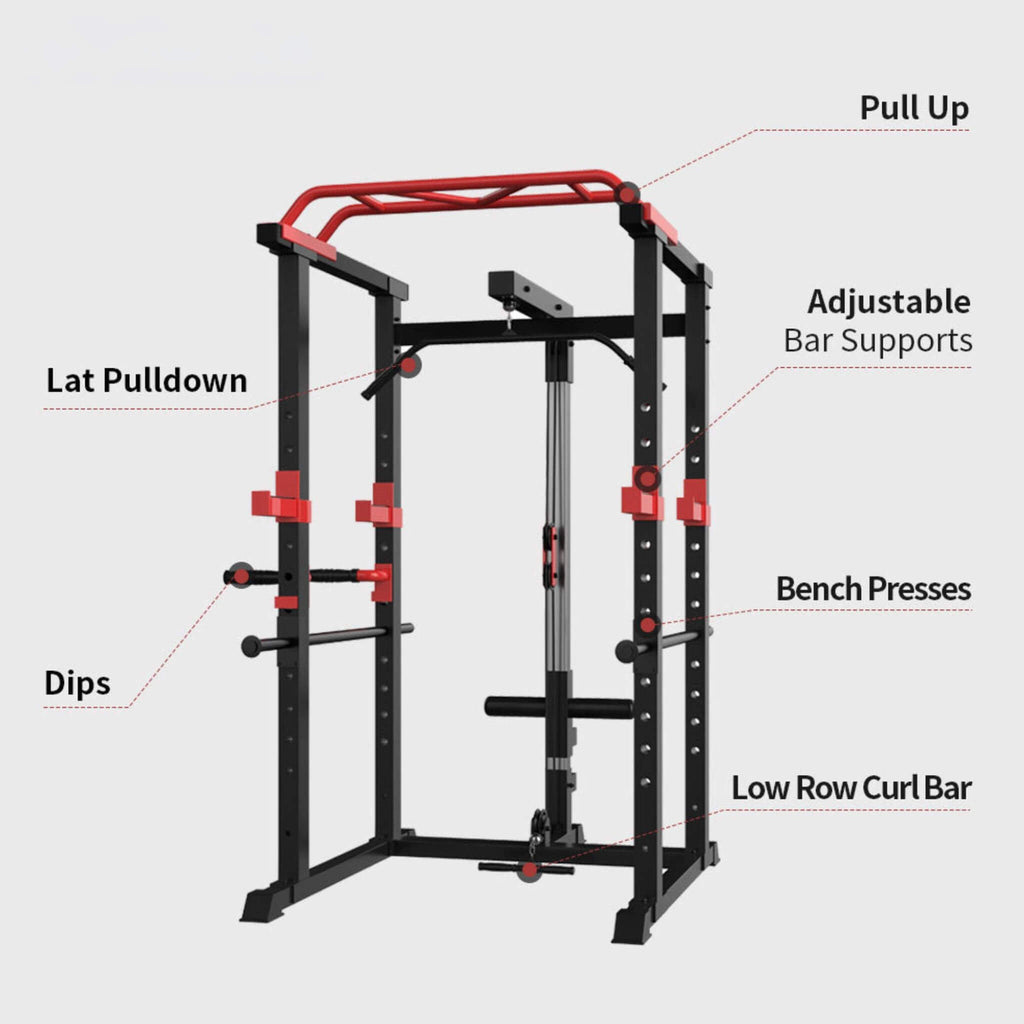 Rovix 1000LBS Multi-Functional Barbell Rack Squat Power Cage With Weight Bench (SAK35822) – SAKSBY WHOLESALE, view 5