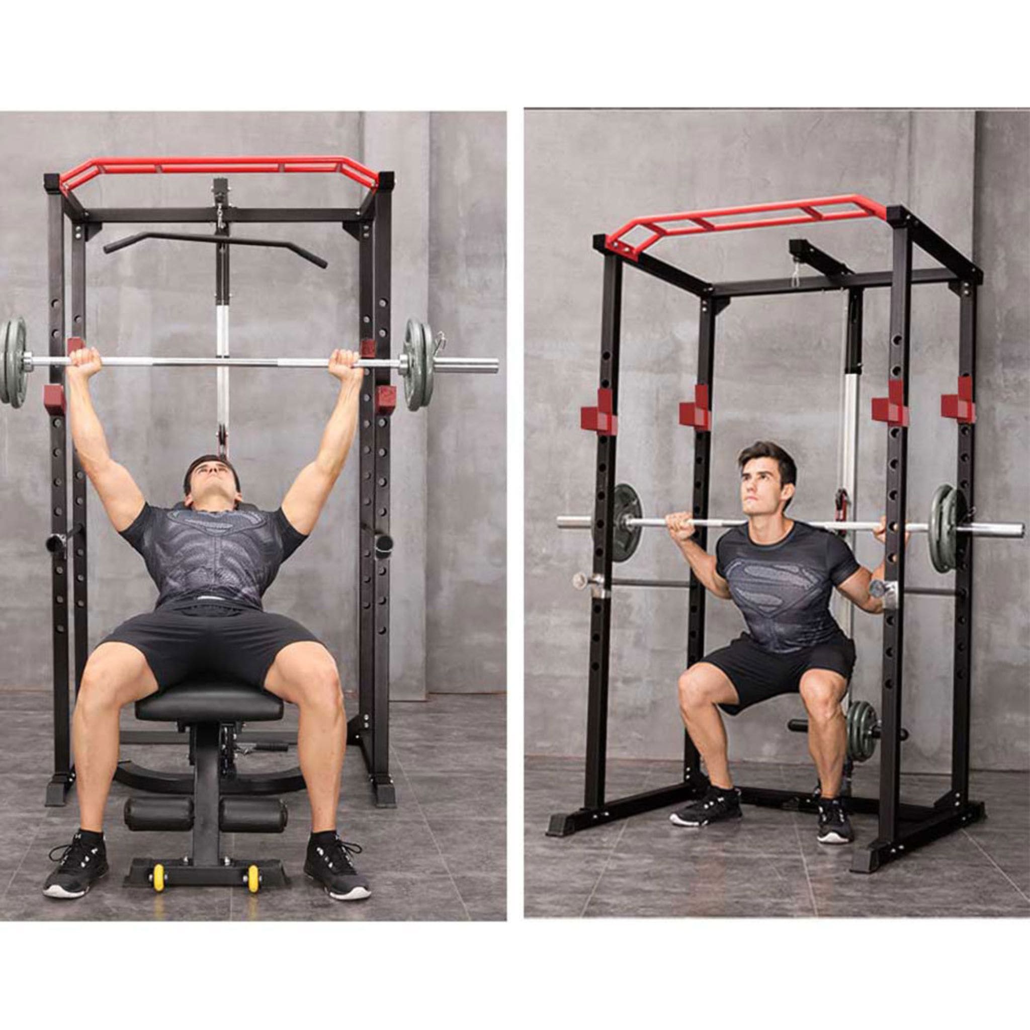 Rovix 1000LBS Multi-Functional Barbell Rack Squat Power Cage With Weight Bench (SAK35822) – SAKSBY WHOLESALE, view 9