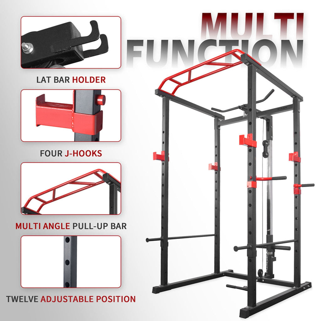 Rovix 1000LBS Multi-Functional Barbell Rack Squat Power Cage With Weight Bench (SAK35822) – SAKSBY WHOLESALE, view 10
