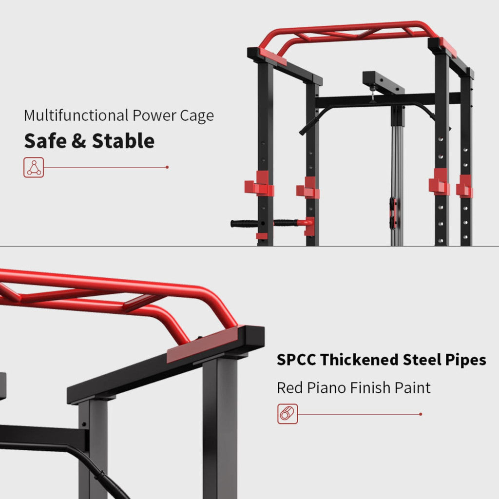 Rovix 1000LBS Multi-Functional Barbell Rack Squat Power Cage With Weight Bench (SAK35822) – SAKSBY WHOLESALE, view 6