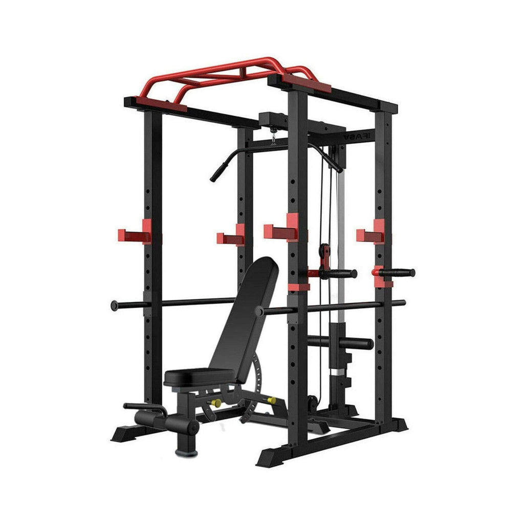Rovix 1000LBS Multi-Functional Barbell Rack Squat Power Cage With Weight Bench (SAK35822) – SAKSBY WHOLESALE