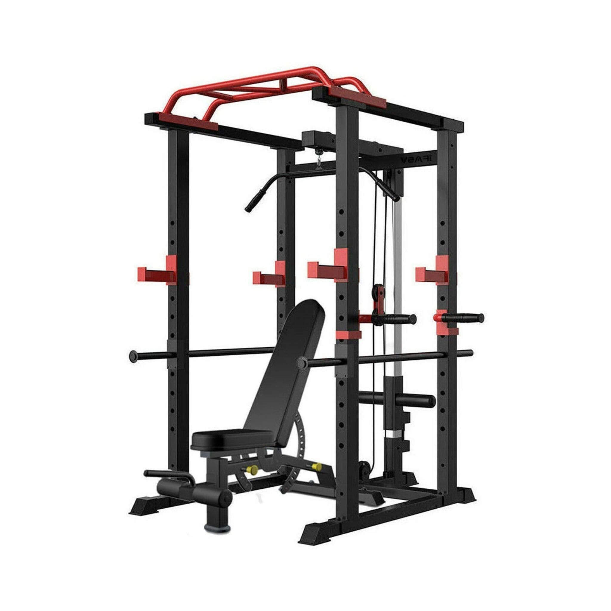 Rovix 1000LBS Multi-Functional Barbell Rack Squat Power Cage With Weight Bench (SAK35822) – SAKSBY WHOLESALE