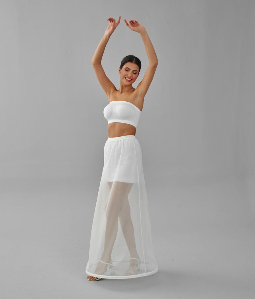 A-line Wedding Dress Underskirt, White Petticoat, One Hoop Skirt – Bridal Port, view 3