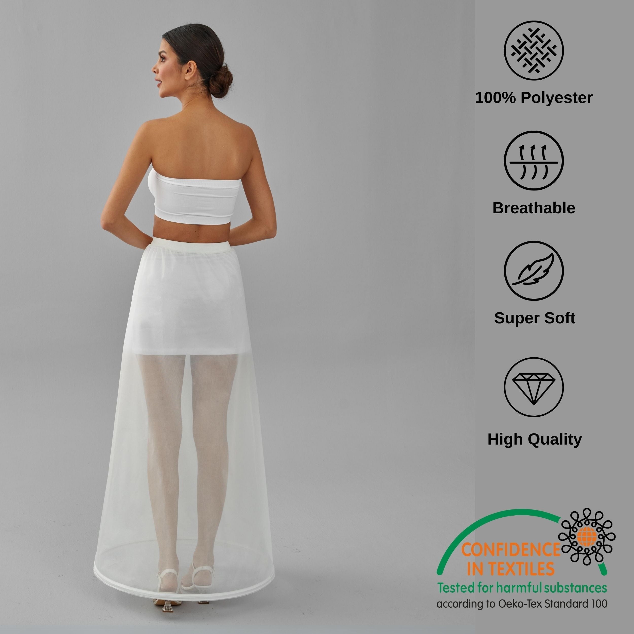 A-line Wedding Dress Underskirt, White Petticoat, One Hoop Skirt – Bridal Port, view 8
