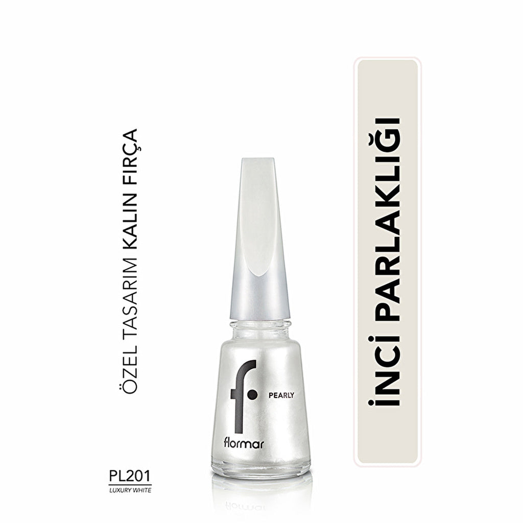 Flormar Pearly Intense Pigmented Nail Polish - Luxury White | 0.34 fl oz