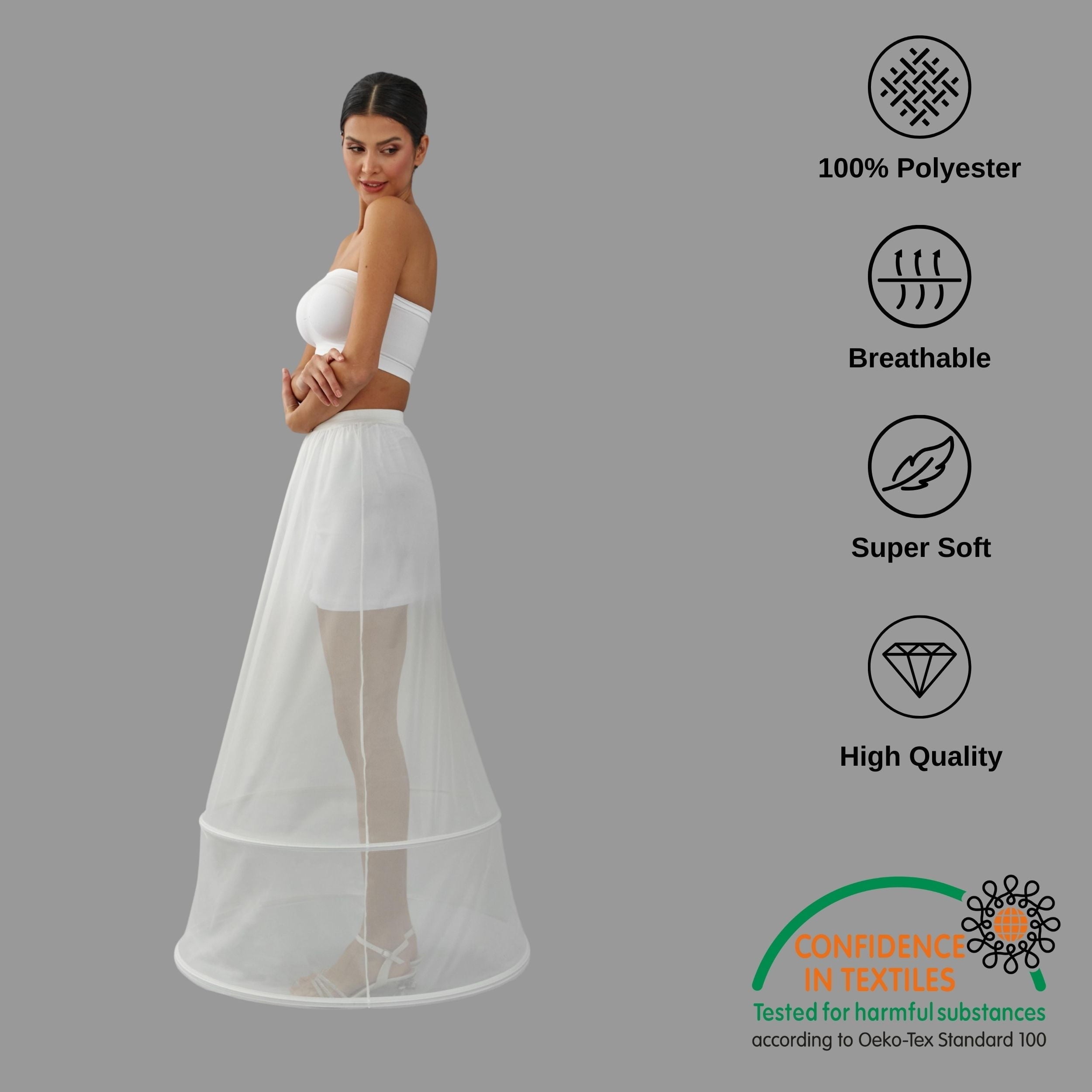 Two Hoop Skirt , A-line Wedding Dress Underskirt, White Petticoat – Bridal Port, view 7