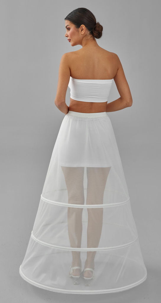 A-line Wedding Dress Underskirt, White Petticoat Skirt, Three Hoop Skirt – Bridal Port, view 2