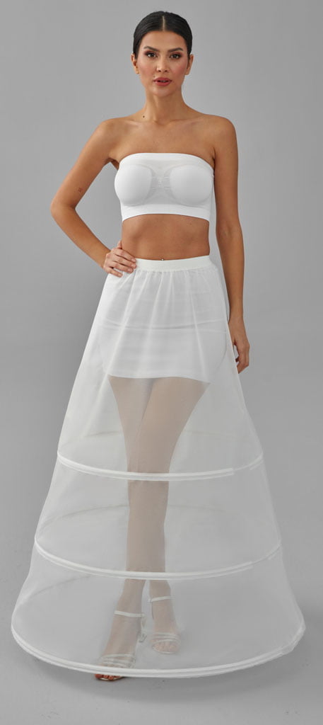 A-line Wedding Dress Underskirt, White Petticoat Skirt, Three Hoop Skirt – Bridal Port, view 4