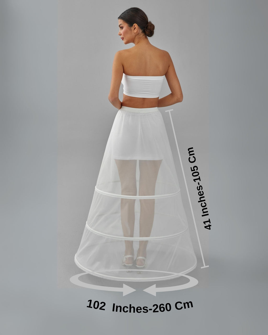 A-line Wedding Dress Underskirt, White Petticoat Skirt, Three Hoop Skirt – Bridal Port
