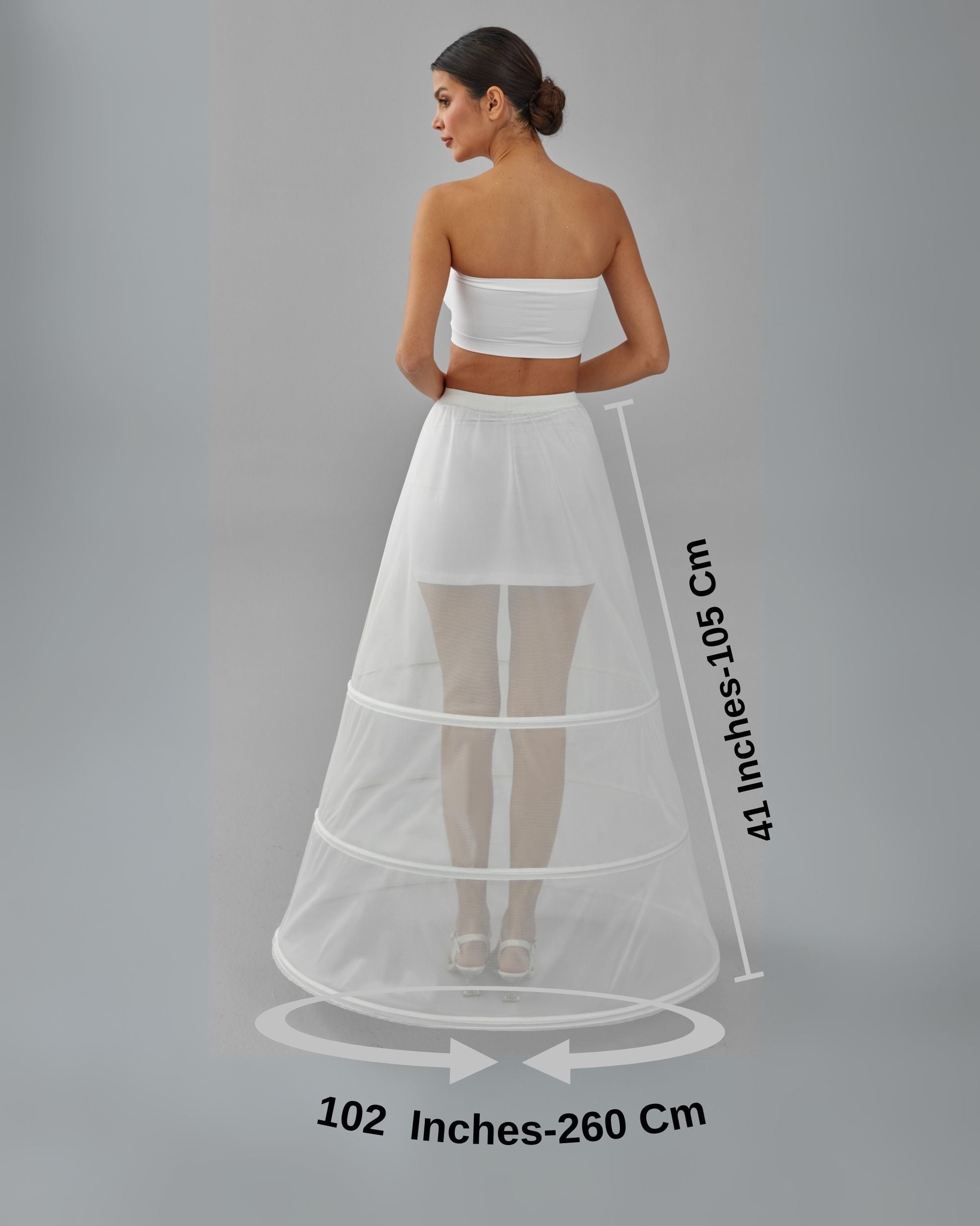 A-line Wedding Dress Underskirt, White Petticoat Skirt, Three Hoop Skirt – Bridal Port
