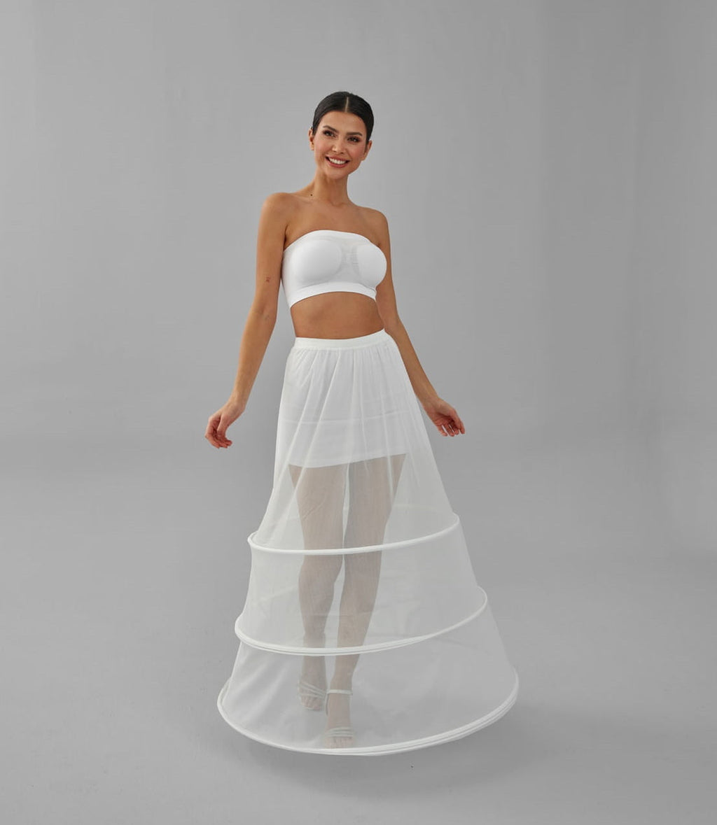 A-line Wedding Dress Underskirt, White Petticoat Skirt, Wide Hoop Skirt – Bridal Port, view 2