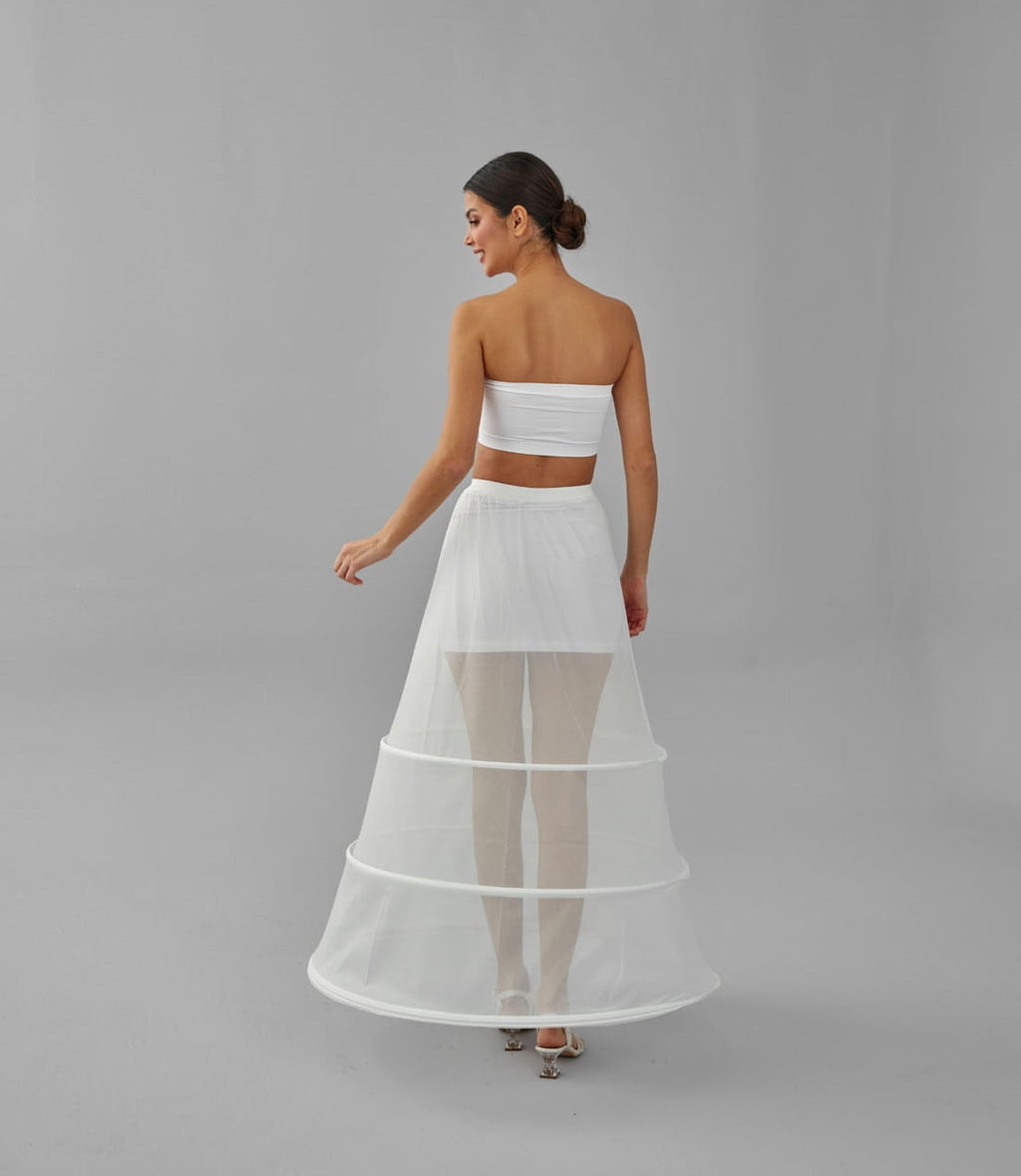 A-line Wedding Dress Underskirt, White Petticoat Skirt, Wide Hoop Skirt – Bridal Port, view 11