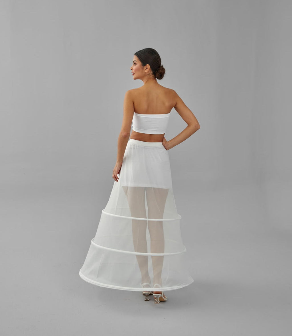 A-line Wedding Dress Underskirt, White Petticoat Skirt, Wide Hoop Skirt – Bridal Port, view 12