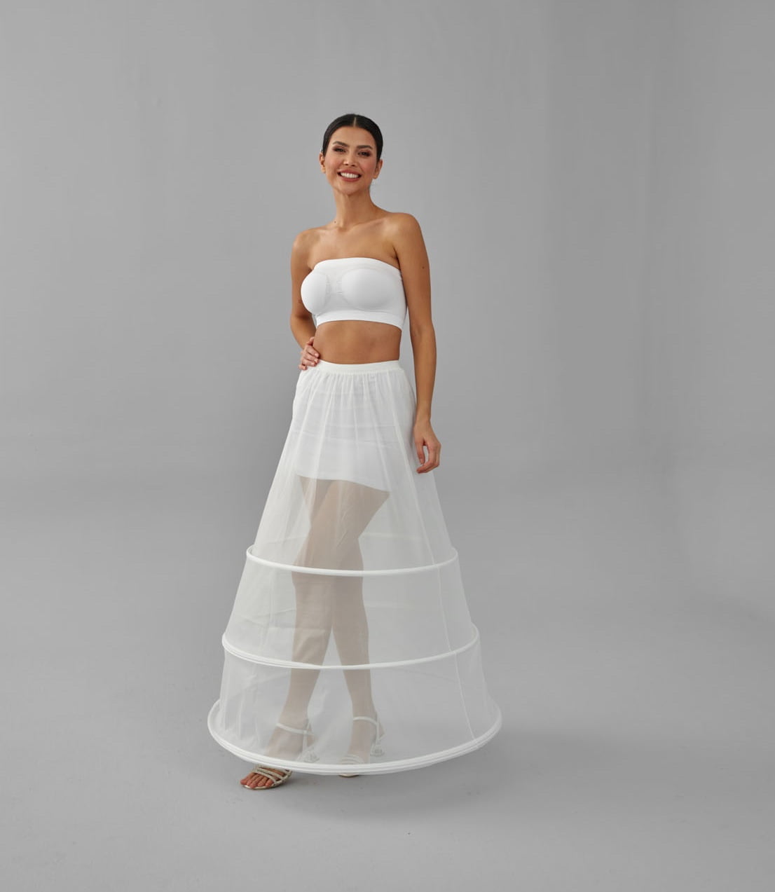 A-line Wedding Dress Underskirt, White Petticoat Skirt, Wide Hoop Skirt – Bridal Port, view 3