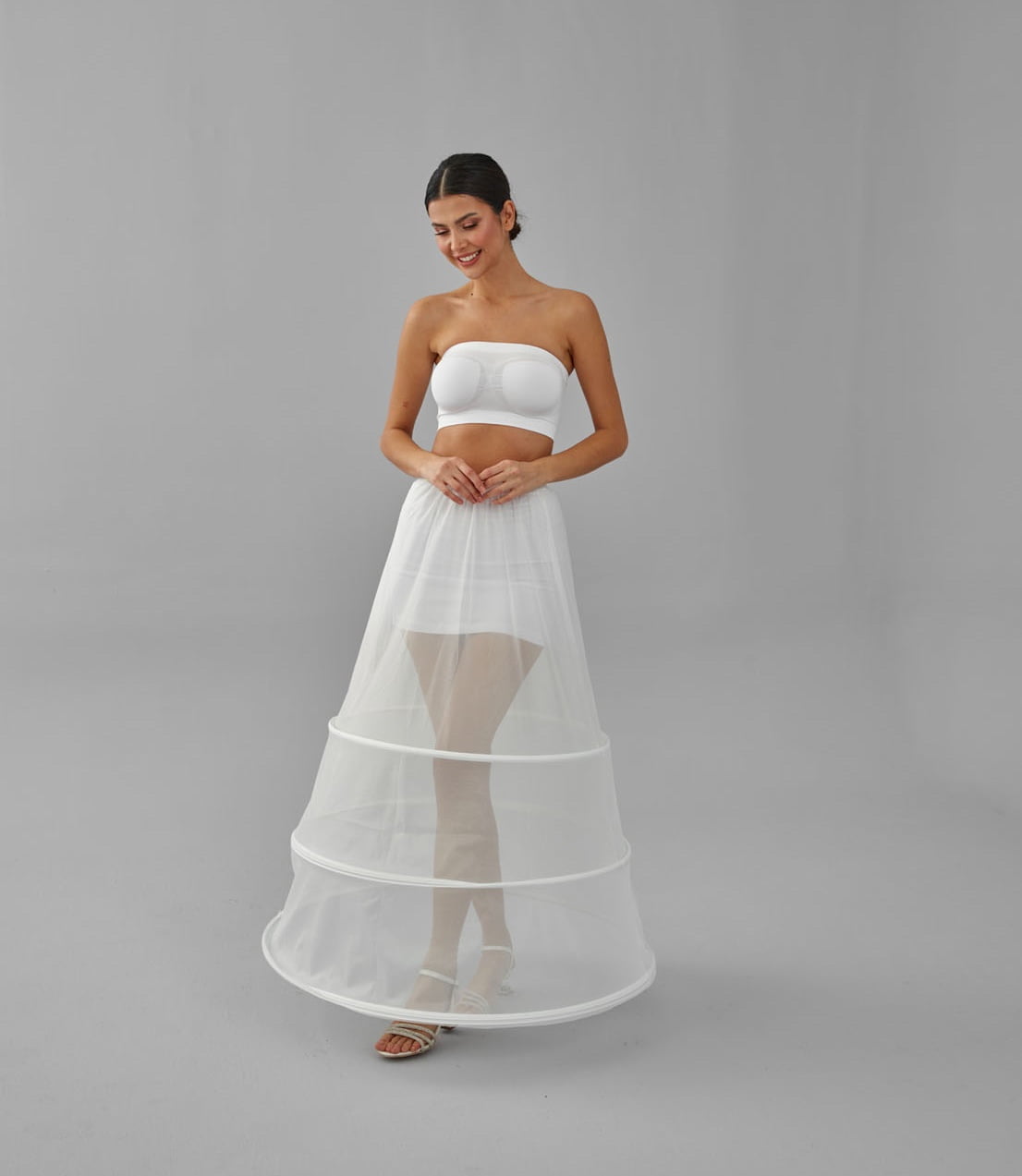 A-line Wedding Dress Underskirt, White Petticoat Skirt, Wide Hoop Skirt – Bridal Port, view 4