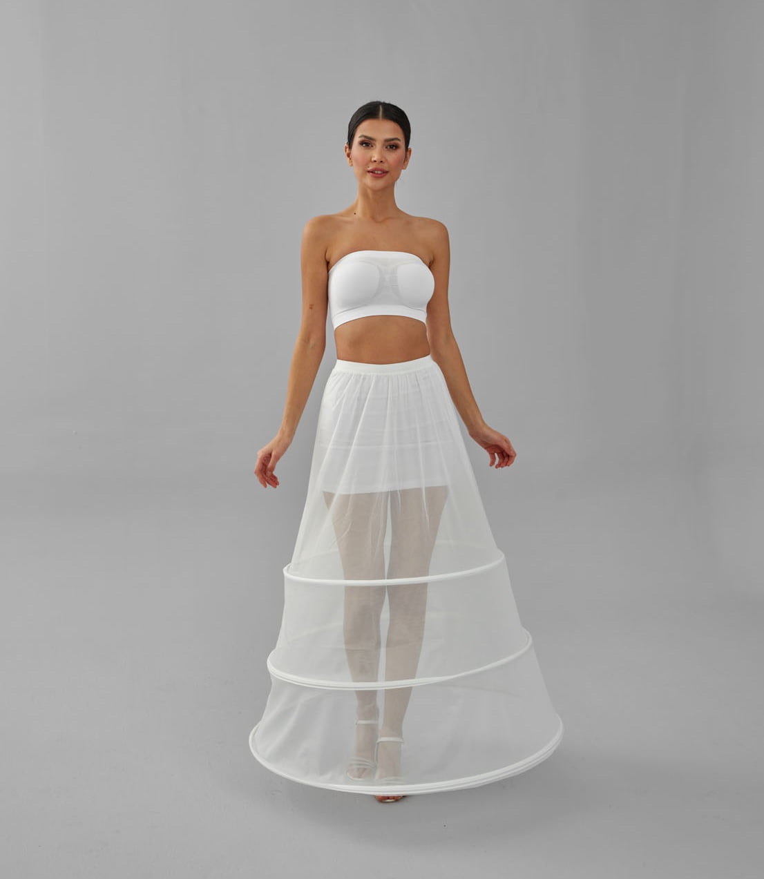 A-line Wedding Dress Underskirt, White Petticoat Skirt, Wide Hoop Skirt – Bridal Port, view 5
