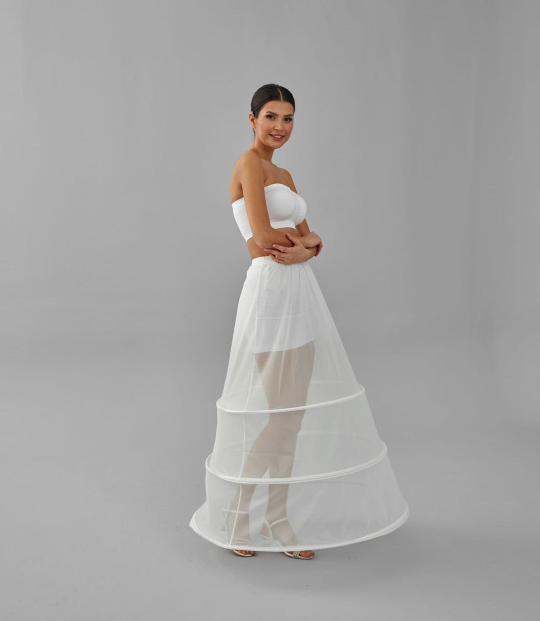 A-line Wedding Dress Underskirt, White Petticoat Skirt, Wide Hoop Skirt – Bridal Port, view 6
