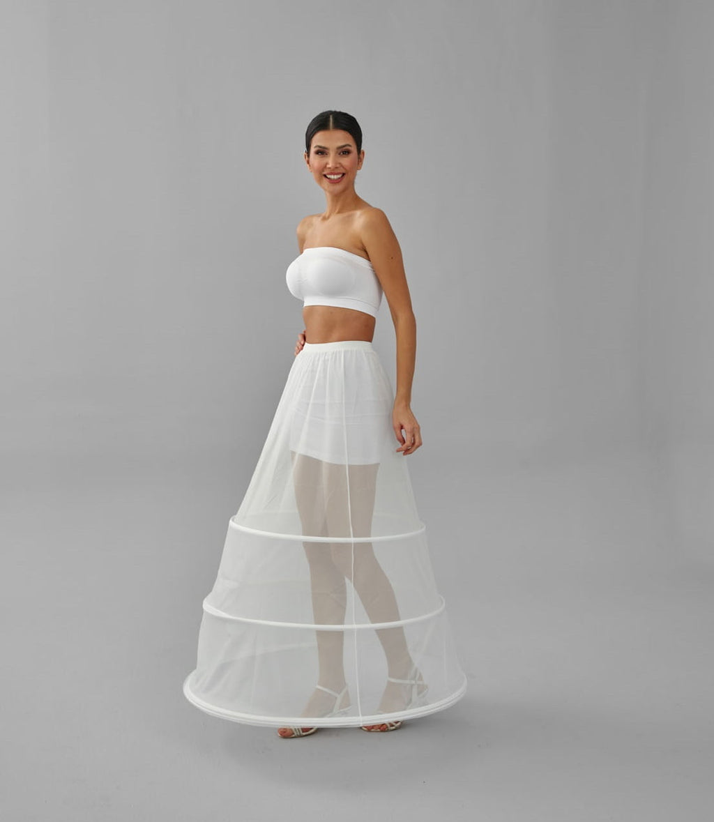 A-line Wedding Dress Underskirt, White Petticoat Skirt, Wide Hoop Skirt – Bridal Port, view 7