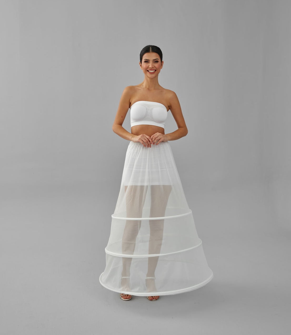 A-line Wedding Dress Underskirt, White Petticoat Skirt, Wide Hoop Skirt – Bridal Port, view 8