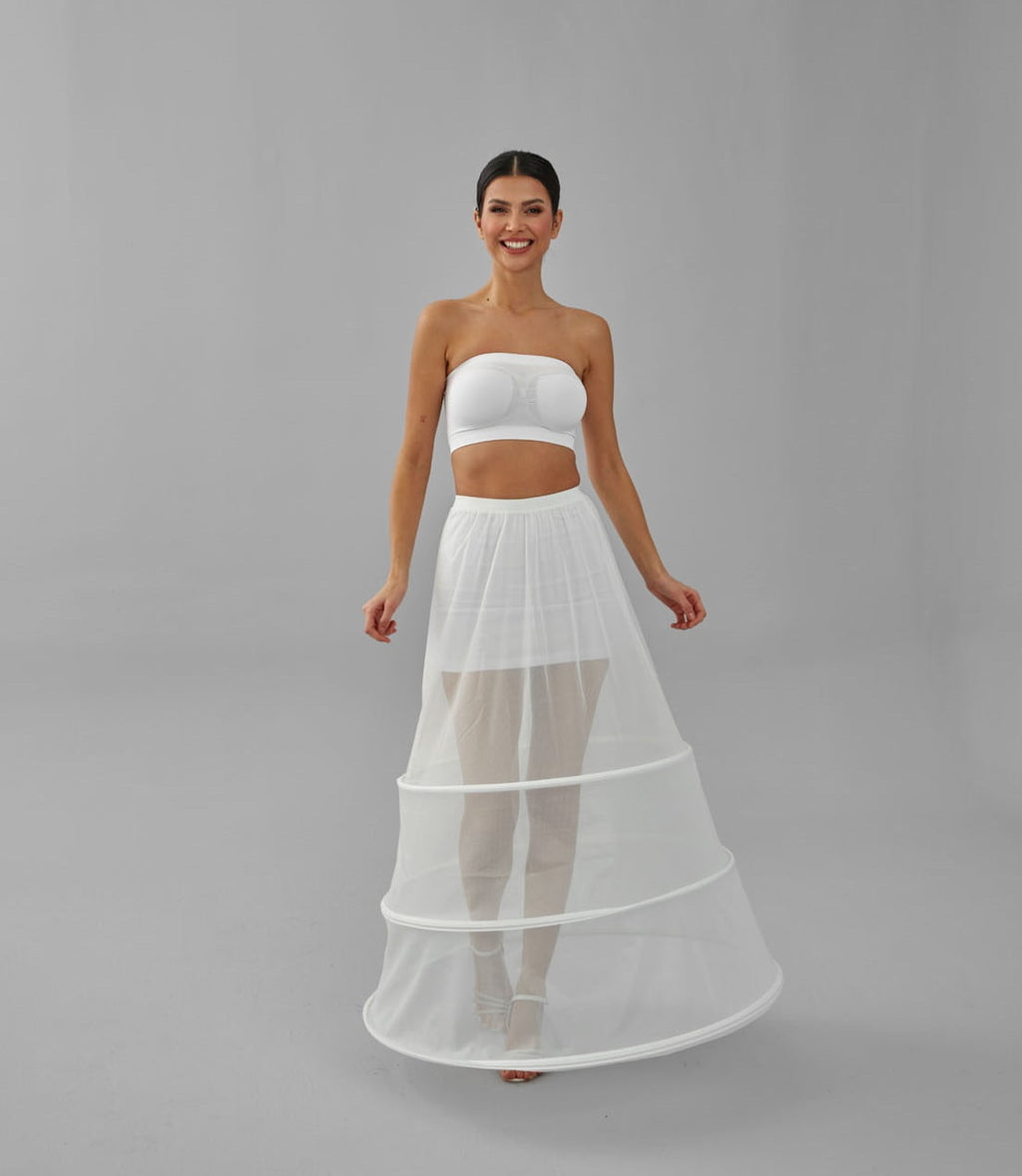 A-line Wedding Dress Underskirt, White Petticoat Skirt, Wide Hoop Skirt – Bridal Port, view 9