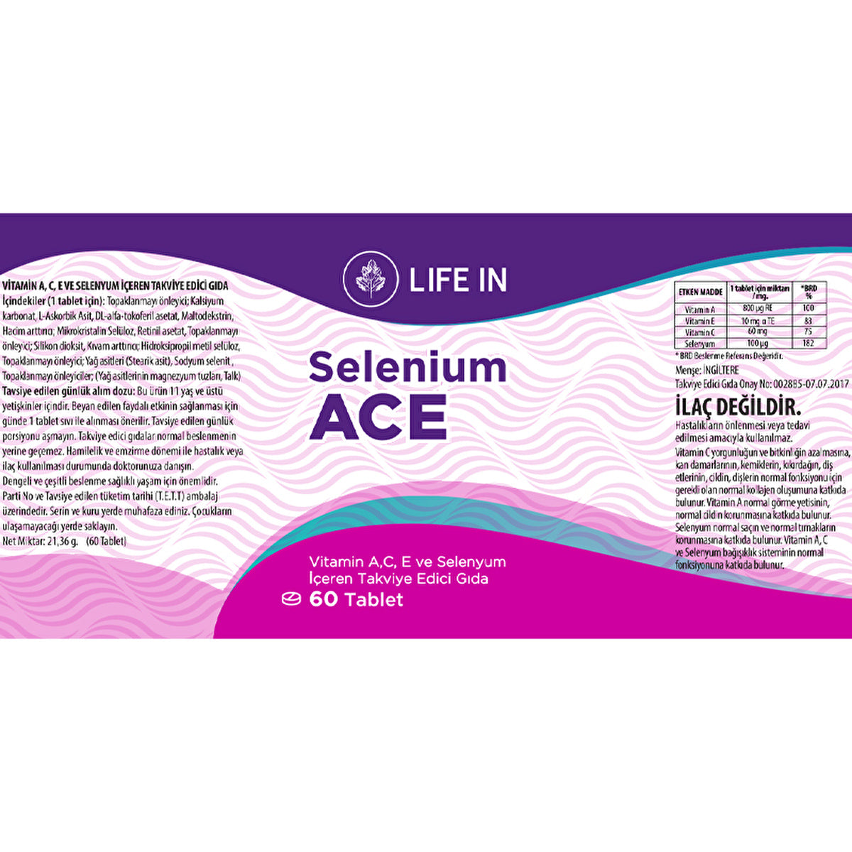 Life In Selenium Ace Tablet - Adult Supplement | 30 Tablets