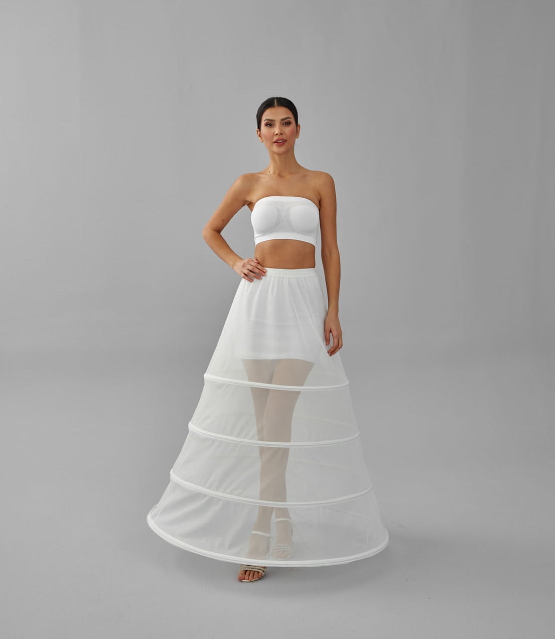 Charming White Petticoat for Wedding Gown, Four Hoop Skirt – Bridal Port, view 3