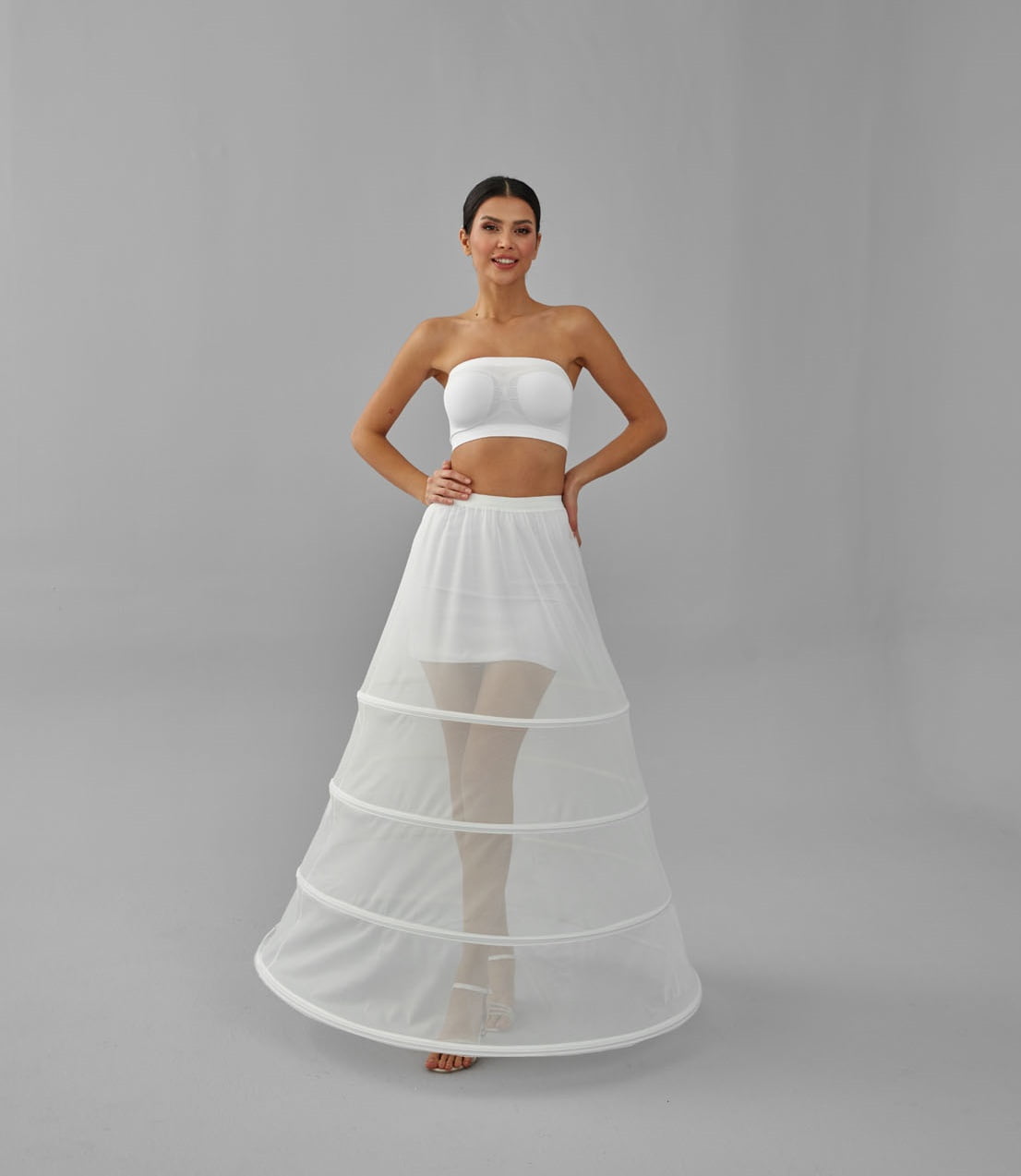 Charming White Petticoat for Wedding Gown, Four Hoop Skirt – Bridal Port, view 10