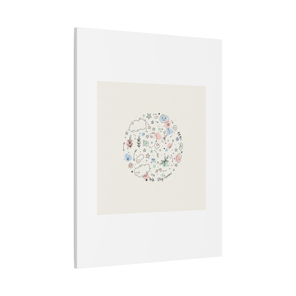 Doodle Circle Line Drawing Matte Canvas, Hand-Drawn Sketch Art