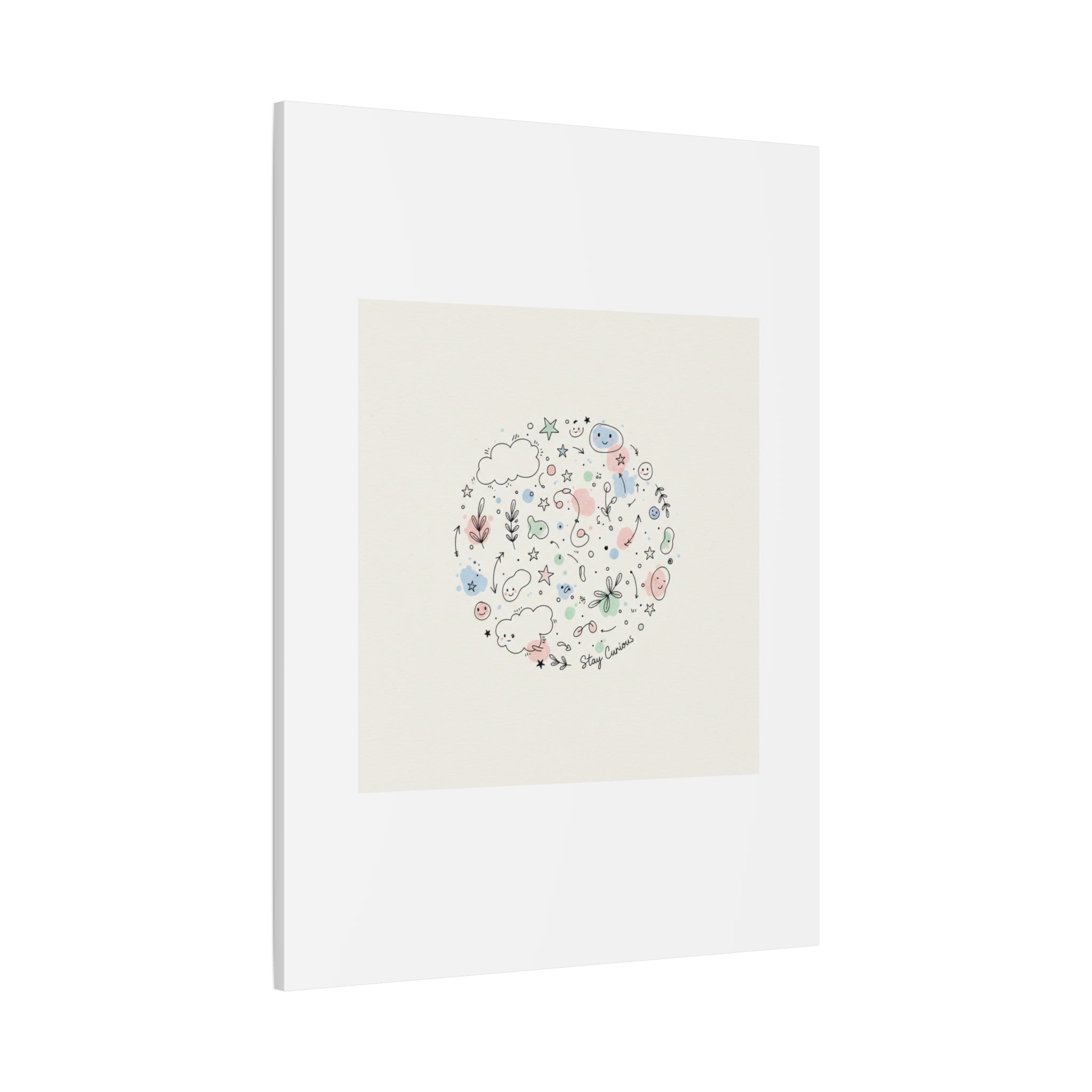 Doodle Circle Line Drawing Matte Canvas, Hand-Drawn Sketch Art