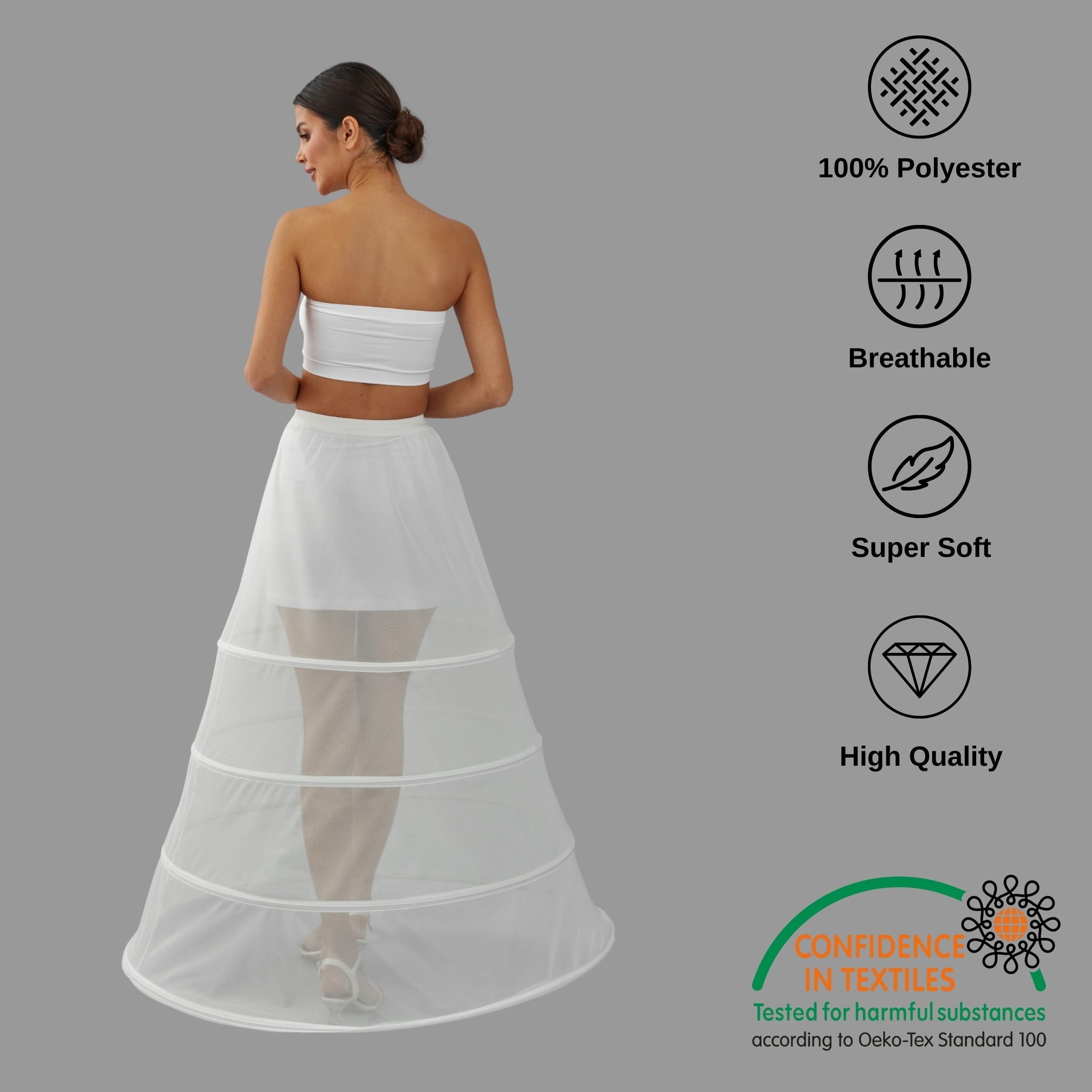 Charming White Petticoat for Wedding Gown, Four Hoop Skirt – Bridal Port, view 2