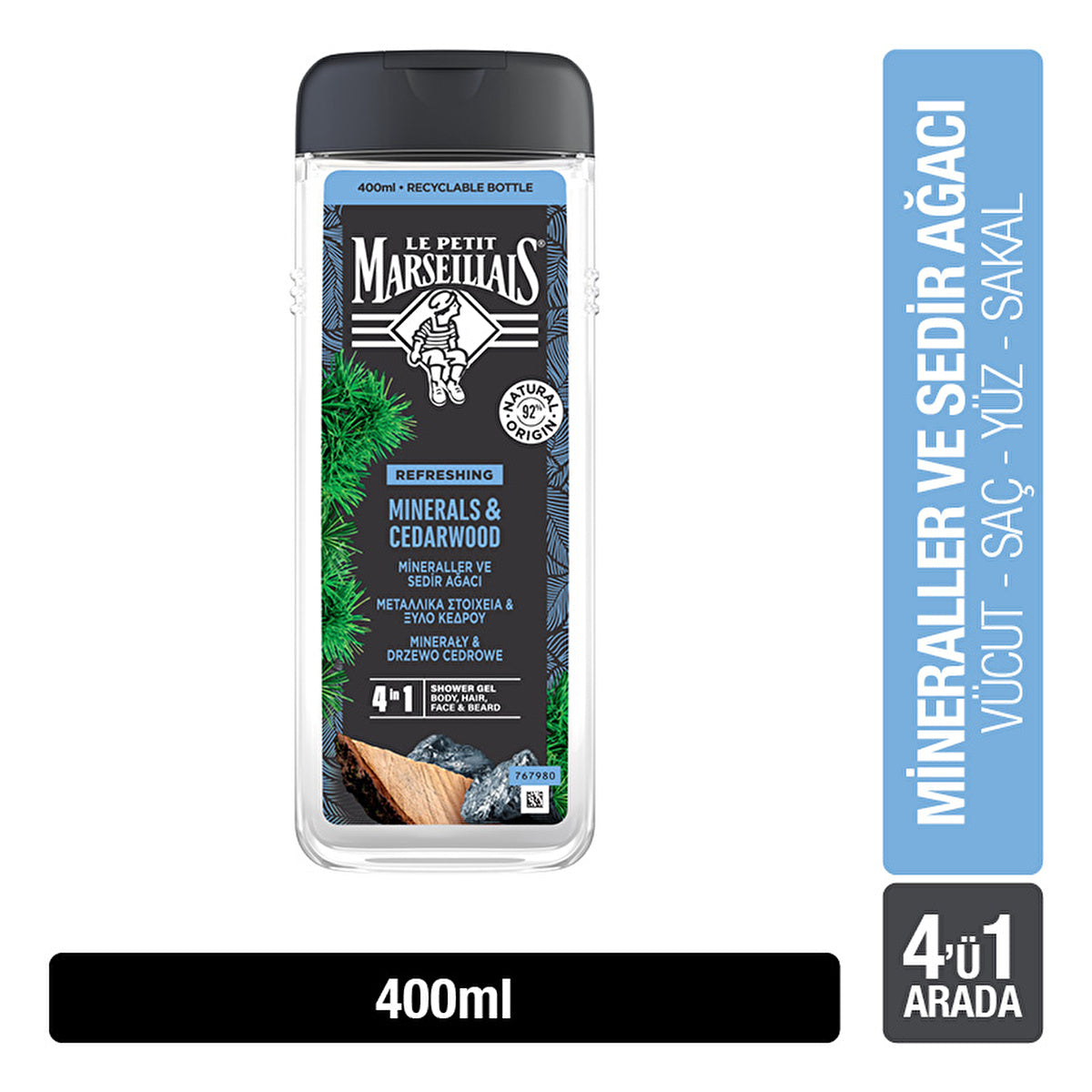 Le Petit Marseillais Mineral & Cypress Men's Shower Gel - 13.5oz | Refreshing Clean
