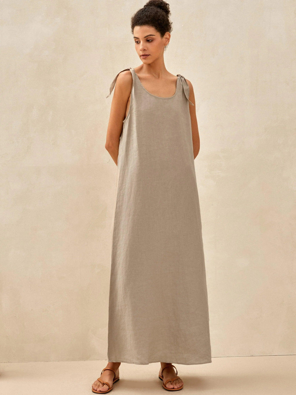 LINTICO 100% Linen Camisole Dress QEARL — detail shot 6