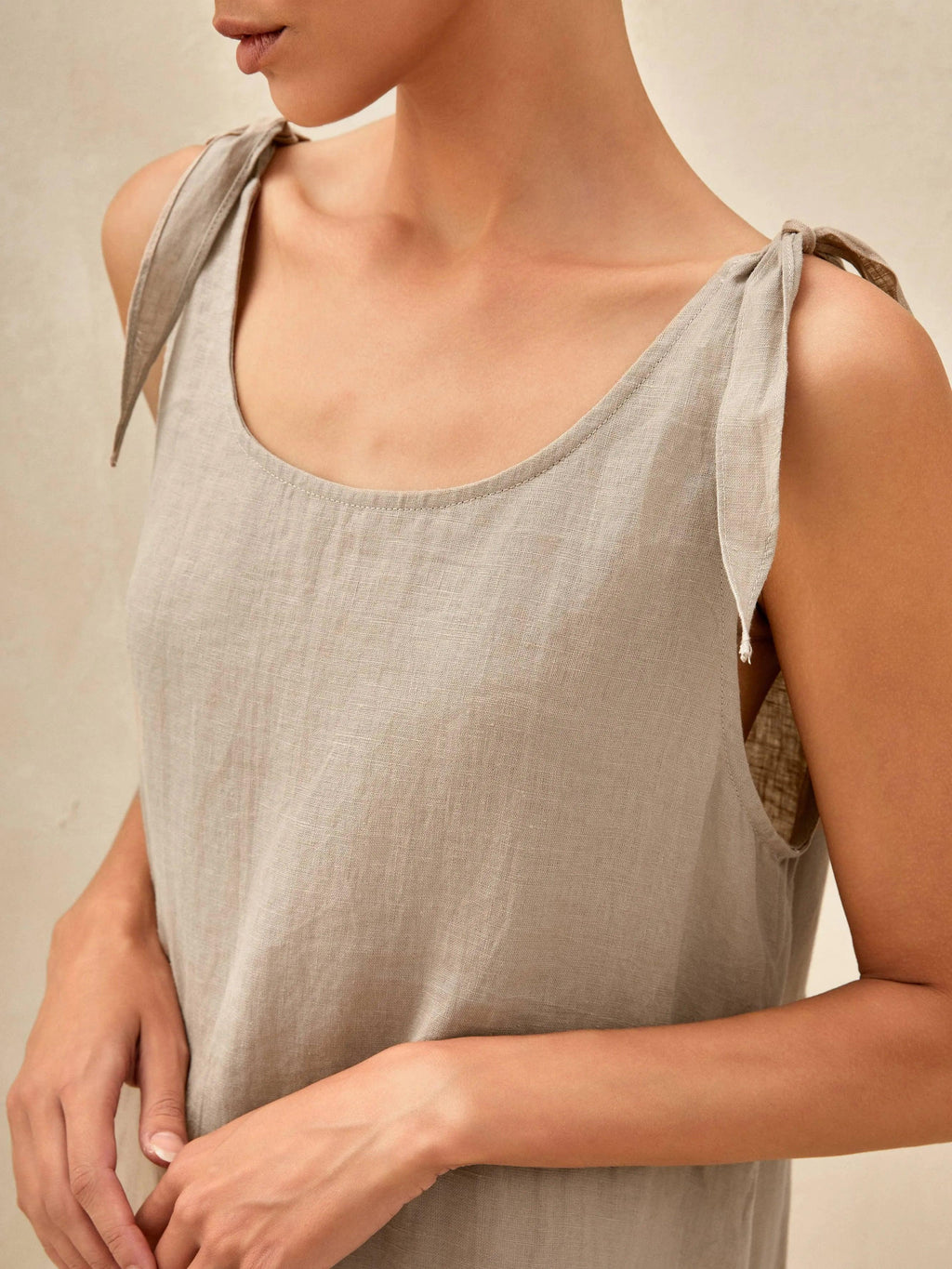 LINTICO 100% Linen Camisole Dress QEARL — detail shot 9