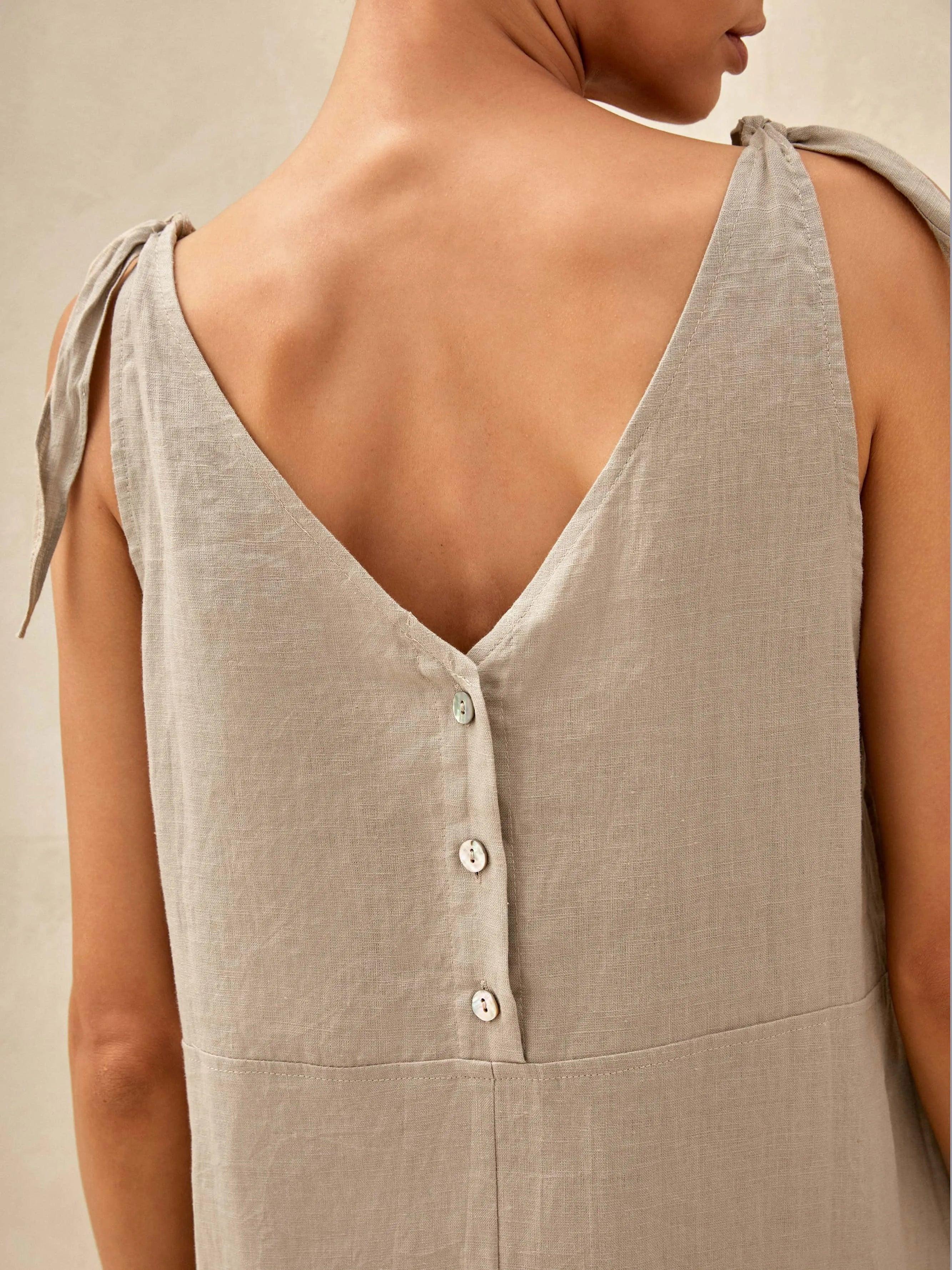 LINTICO 100% Linen Camisole Dress QEARL — detail shot 7