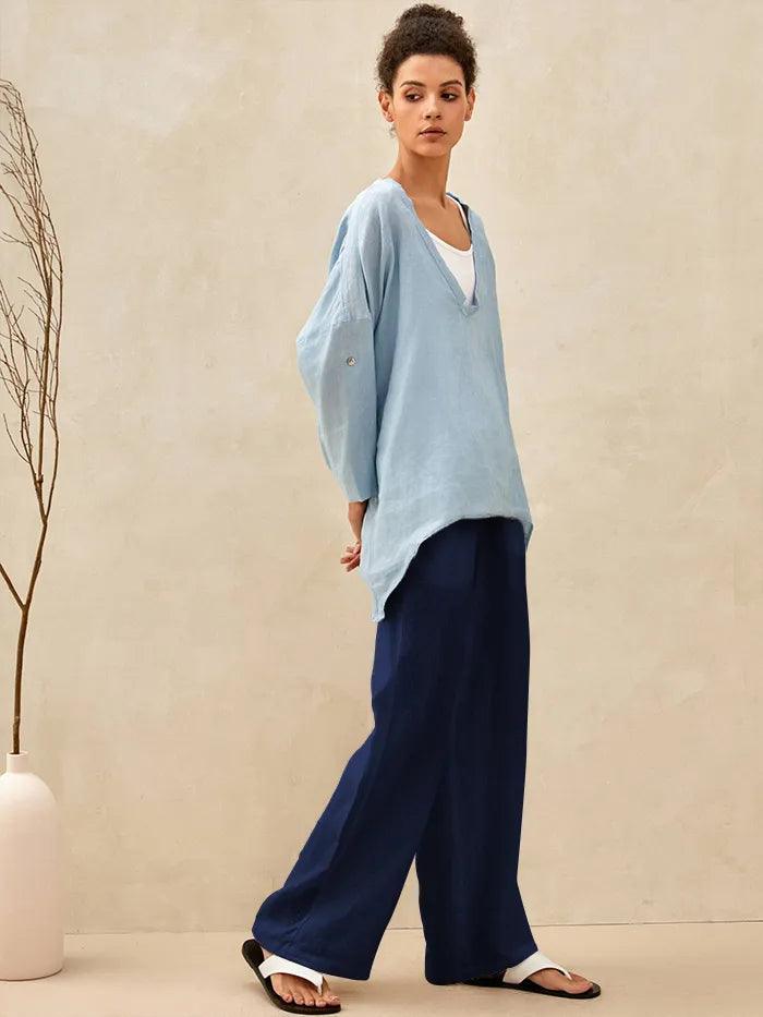 LINTICO 100% Linen Classic Pants LYON — LINTICO branding close-up