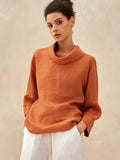 LINTICO 100% Linen Dropped Collar Long-Sleeve Top TRISTAN — main product shot